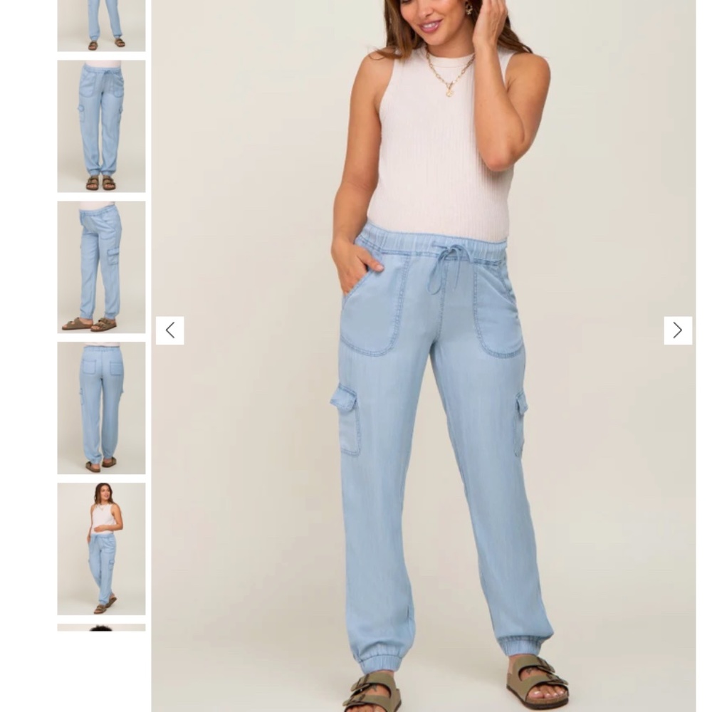 COPY - PINKBLUSH CHAMBRAY MATERNITY JOGGER PANTS light blue